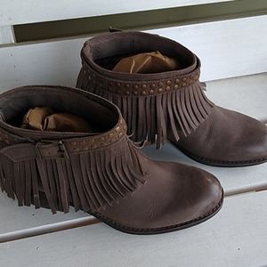 Naughty Monkey Boho Leather Fringe Brown Bootie 9